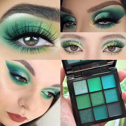 9-Grid Eyeshadow Palette – Glitter, Pearlescent, Matte, Shimmer Long-Lasting Eye Makeup for Women