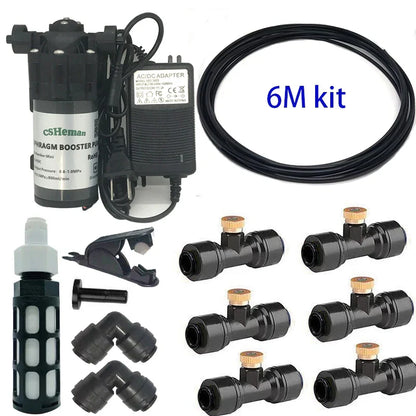 DIY Quiet Misting Cooling Kit – DC24V Pump Fog Nozzle Sprayer System for Patio, Garden, Greenhouse & Backyard Cooling
