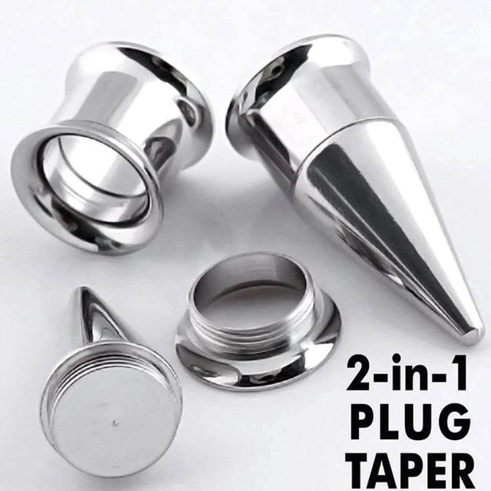 Ear Stretcher Kit — 11mm Surgical Stainless Steel Ear Plugs, Expander Gauges & Flesh Tunnel Body Jewelry