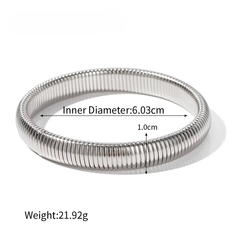 Stainless Steel Flex Snake Chain Cuff Bracelet – 18k Gold Plated Wide Bangle Fashion Jewelry for Women Gifts