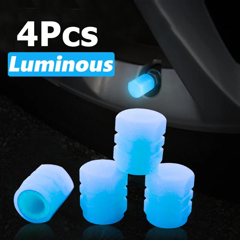 Luminous Valve Caps – Fluorescent Night Glow Tire Caps for Car, Motorcycle & Bicycle (4PCS)
