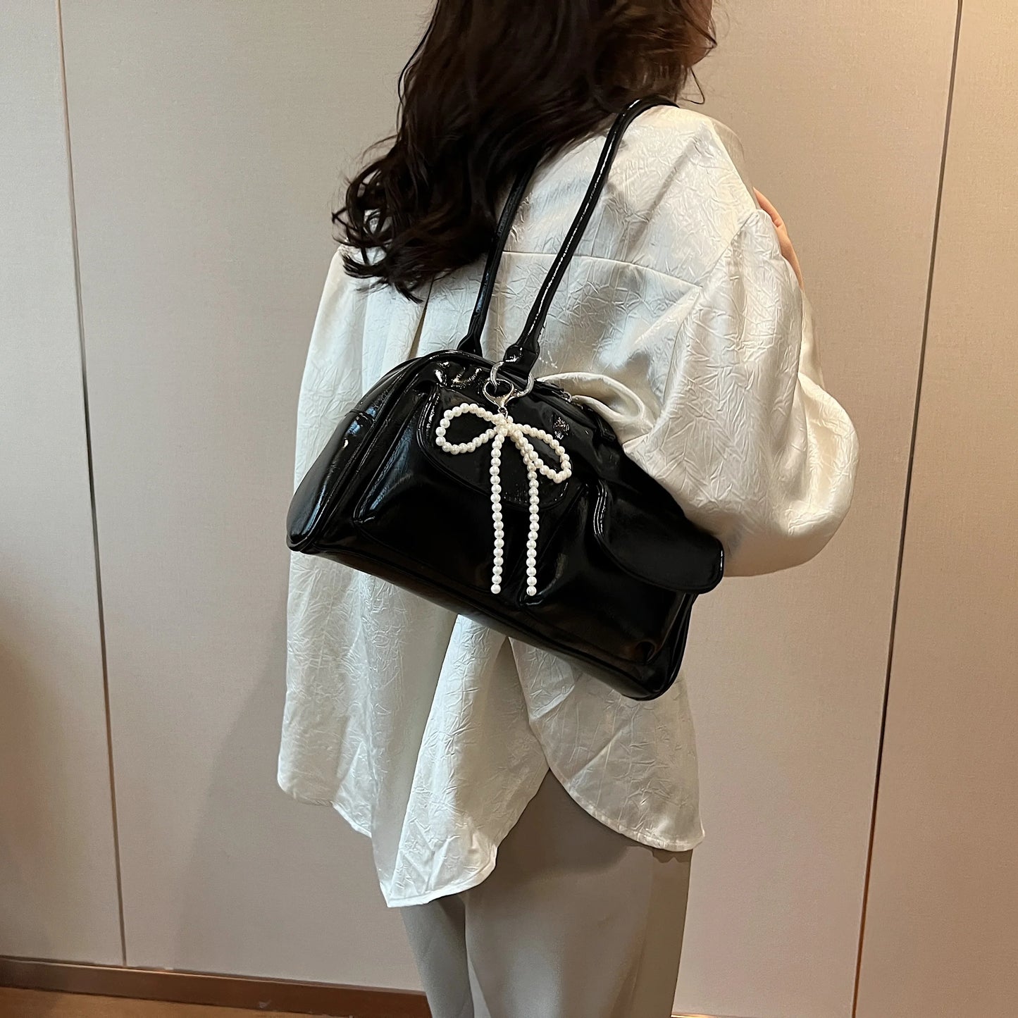 Fashionable Underarm Bow Pillow Bag for Women – 2024 Korean Edition Simple Trendy Shoulder Bag