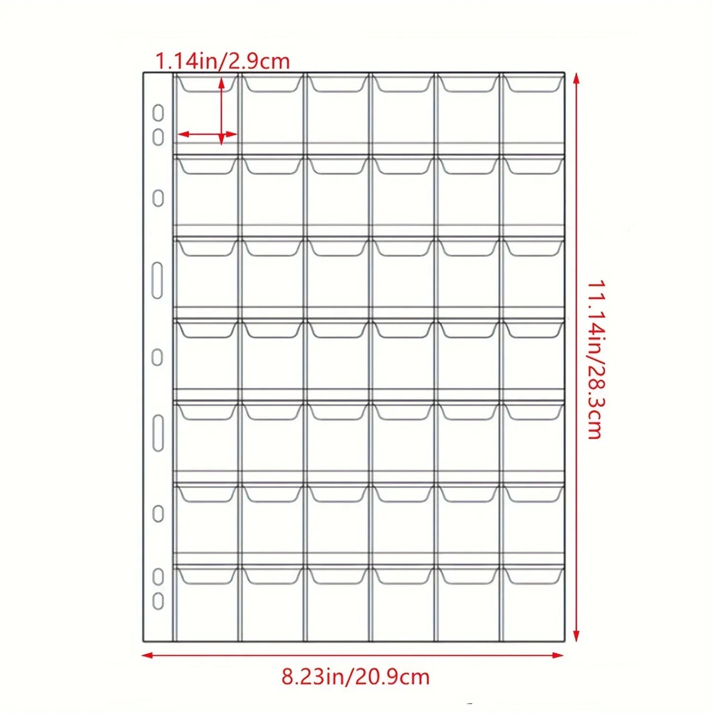 42 Pocket Coin Collection Pages - 9 Hole Coin Sleeves for Collectors, Stamps, Badges & Hobby Storage