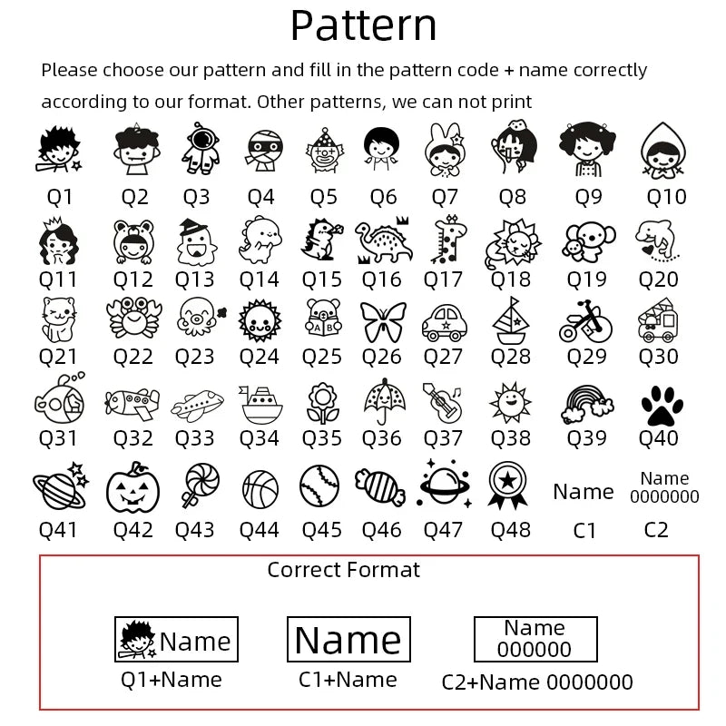 Custom Children’s Name Seal – Double-Layer Black & White Ink Stamp, Waterproof Name Sticker for School & Kindergarten