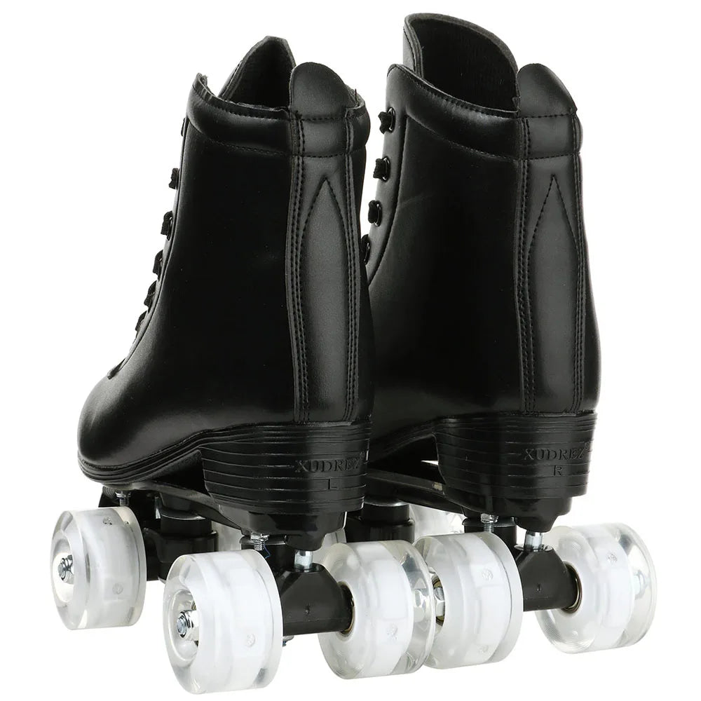 PU Leather Roller Skates – Inline & Quad Skating Shoes, Flashing 4-Wheel Sneakers, Europe Size, Training & Fun