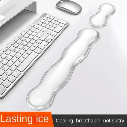 Ergonomic Mouse Pad with Wrist Rest – Anti-Slip Silicone Transparent Keyboard & Mouse Support Pad for Office & Gaming Desk Comfort