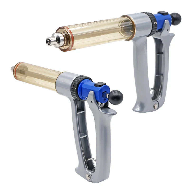 25ml/50ml Adjustable Veterinary Syringe — Semi-Automatic Continuous Vaccine Injector for Chickens, Sheep & Horses