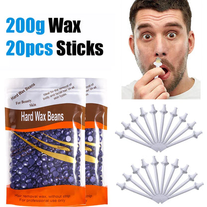 Portable Nose Wax Kit 50g-100g for Men & Women - Nail & Nose Hair Removal with Cleaning Wax Kit & Clipper