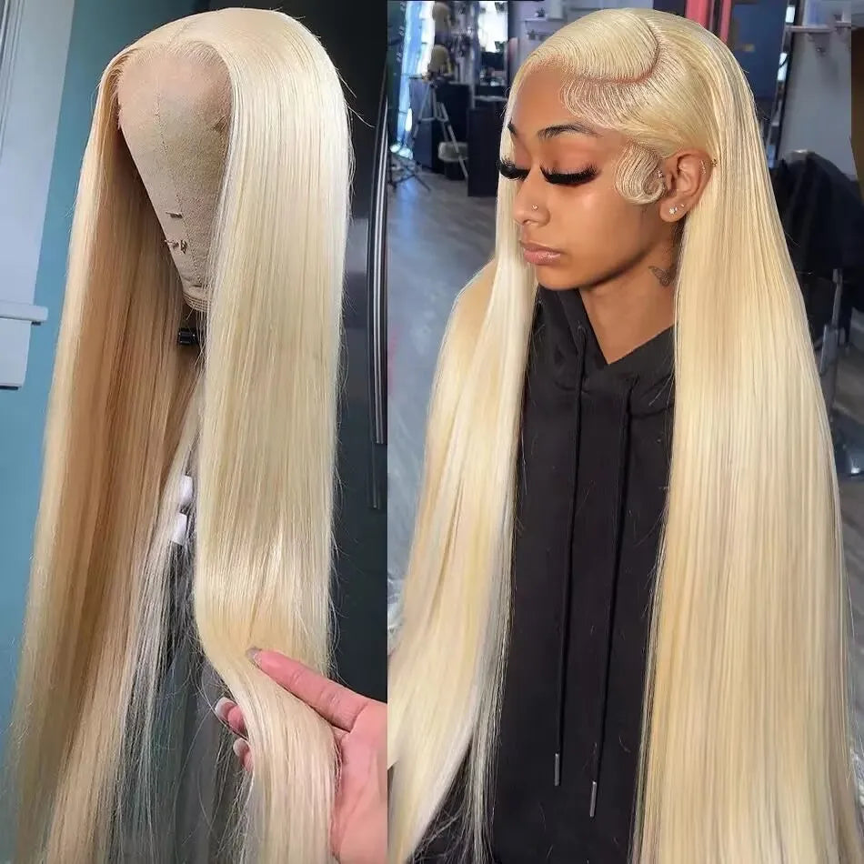 13x6 HD Transparent 613 Blonde Lace Front Wig – Brazilian Bone Straight Bob Human Hair Wig