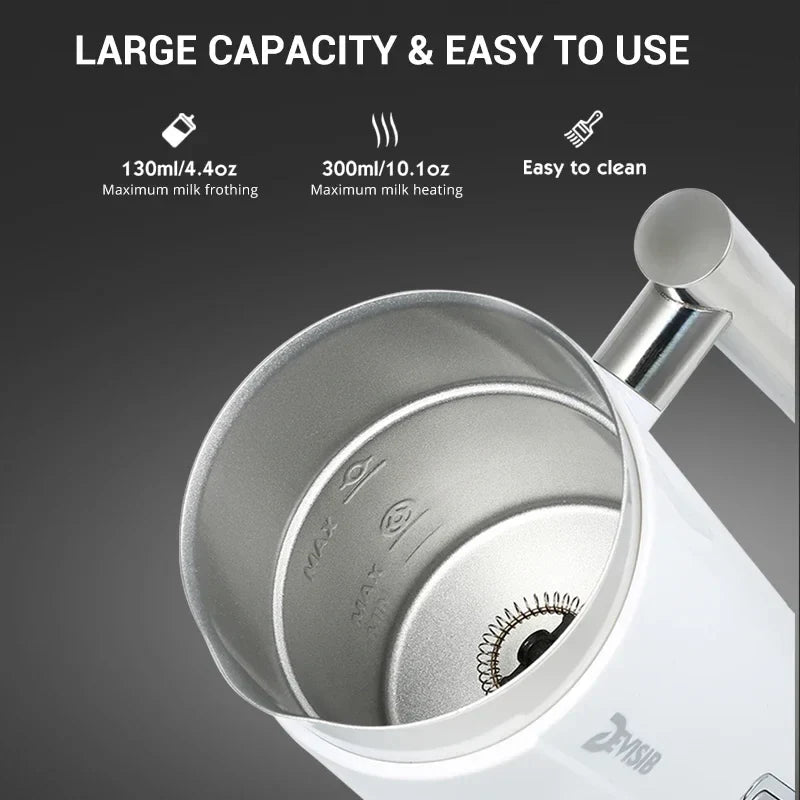 DEVISIB 3-in-1 Electric Milk Frother — 300ml Automatic Hot & Cold Foam Maker for Coffee, Latte, Cappuccino, Macchiato & Hot Chocolate