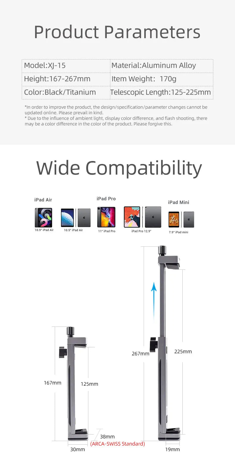 Universal Aluminum Alloy Tablet & Phone Stand – Adjustable Tripod Holder Clip for Mobile Devices