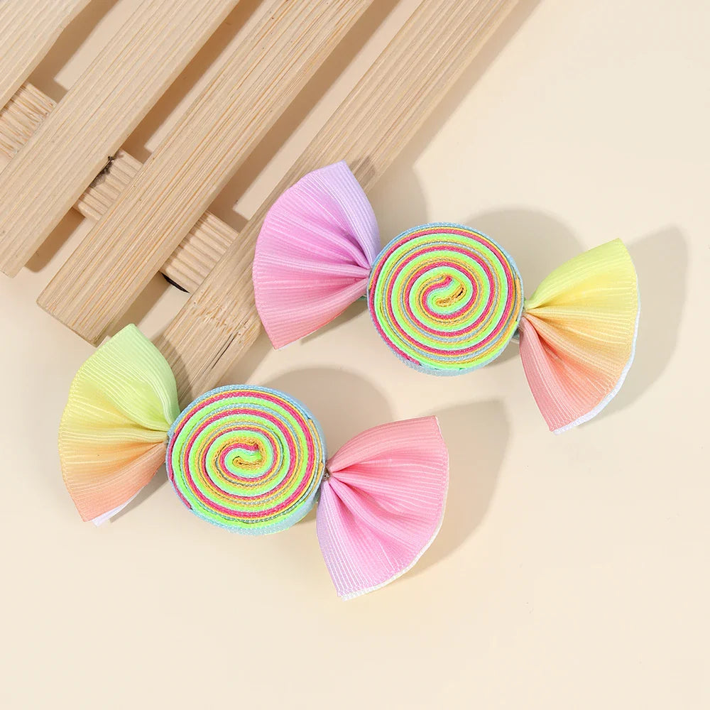 2-Piece Candy Bow Hair Clips – Sweet Strawberry & Heart Print Barrettes for Girls & Kids