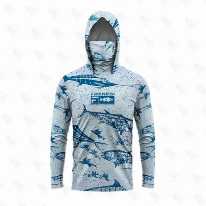 Men's Fishing Shirt with Sun Protection – All in One Hoodie Mask, UPF 50+ T-Shirt for Hunting, Camping & Angling