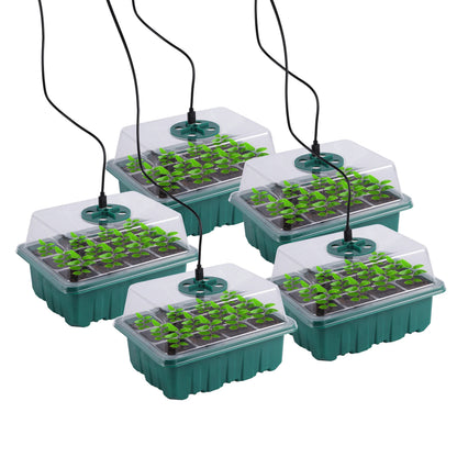 Seed Starter Tray Box with LED Grow Light - Adjustable Ventilation and Humidity, Nursery Pot Seedling Germination Planter, 6/12/13 Cell