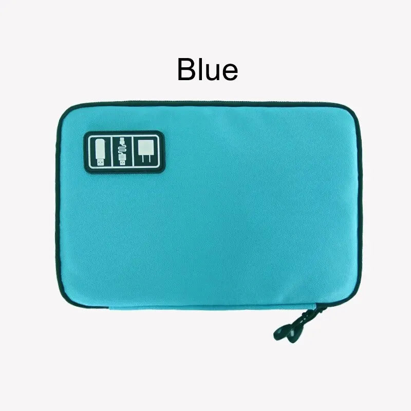Black & Green Portable Storage Bag – Waterproof Electronic Accessory Organizer for USB Cables, Chargers & Travel