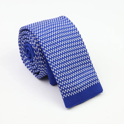 Classic Knit Neck Tie for Men — 6cm Plaid & Dots Casual Business Wedding Tie
