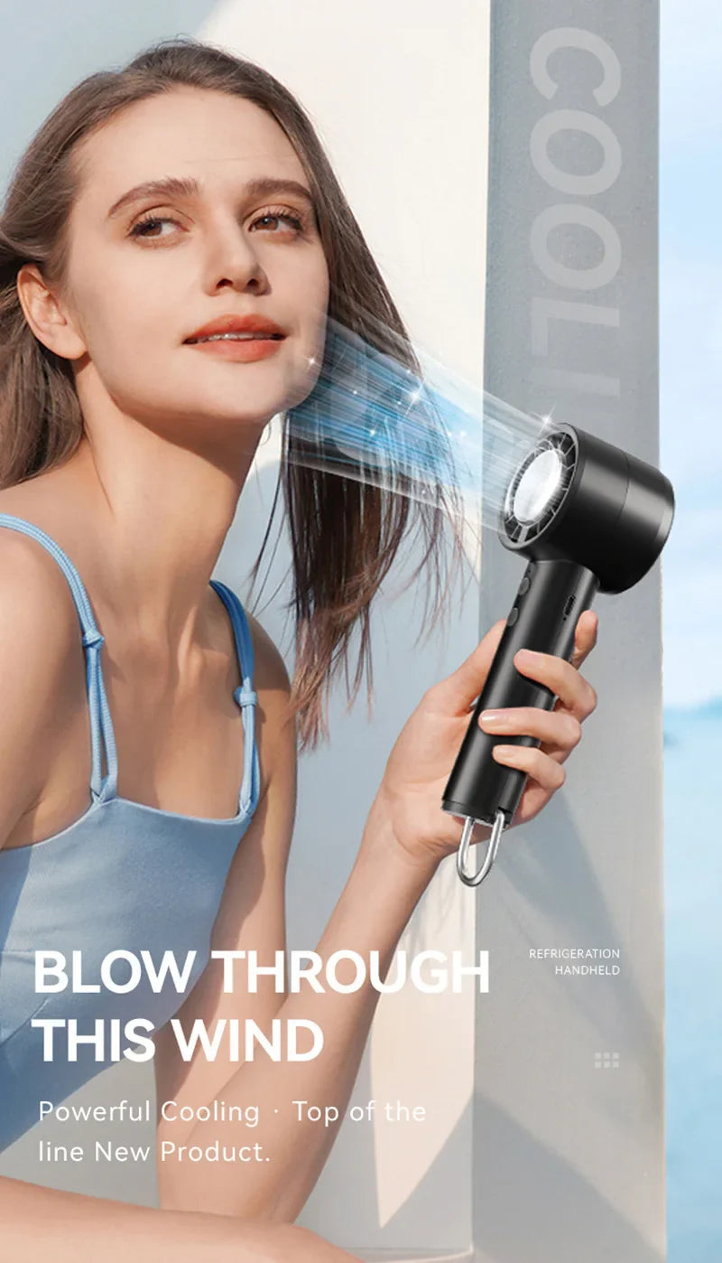 Silent High-Speed USB Handheld Fan – Portable Small Fan with LED Display, High Wind Power, and Cooling Air Conditioner Function