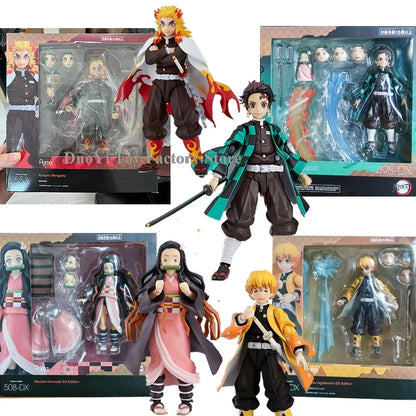 Figma Demon Slayer Action Figures – Rengoku, Tanjirou, Nezuko & Zenitsu Kimetsu no Yaiba Toys