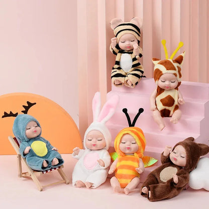 6-Piece Reborn Doll Kit – Mini Princess Sleeping Baby Dolls with Clothes & Accessories, Birthday Gift for Kids