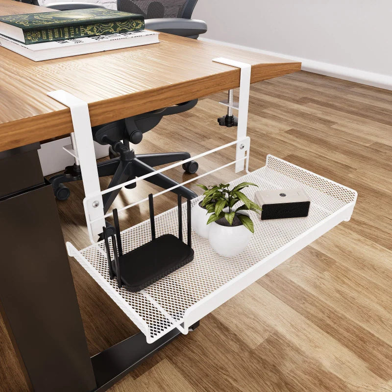 Under-Desk Cable Management Tray – No-Drill Steel Wire Organizer Rack & Storage Shelf
