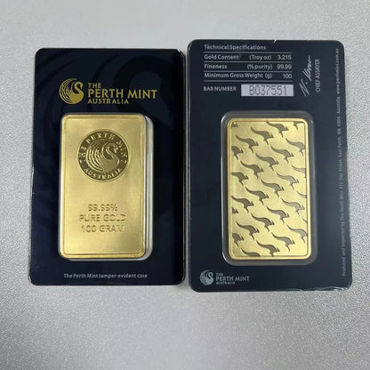 24K Gold Plated Copper Bar – 1g-100g Sealed Bullion Ingot, Non-Magnetic Golden Craft Gift