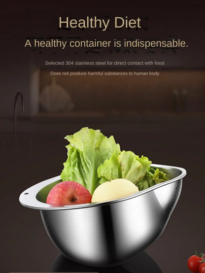 Stainless Steel Rice Washer Strainer Bowl – Multi-Purpose Rice, Fruit & Vegetable Sieve for Kitchen Use