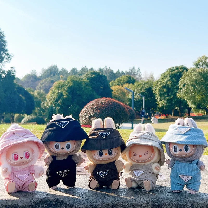 New Corduroy Doll Clothing Set for 17cm Labubu – Hat, Clothes & Shoes | DIY Accessories & Party Toy Gifts