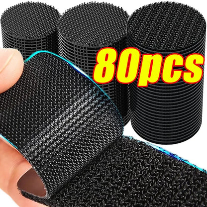 Strong Carpet Fixing Stickers – Self-Adhesive Touch Fastener Grip Tape, Double-Faced Black Mat Patch for Home Floor, Anti-Skid
