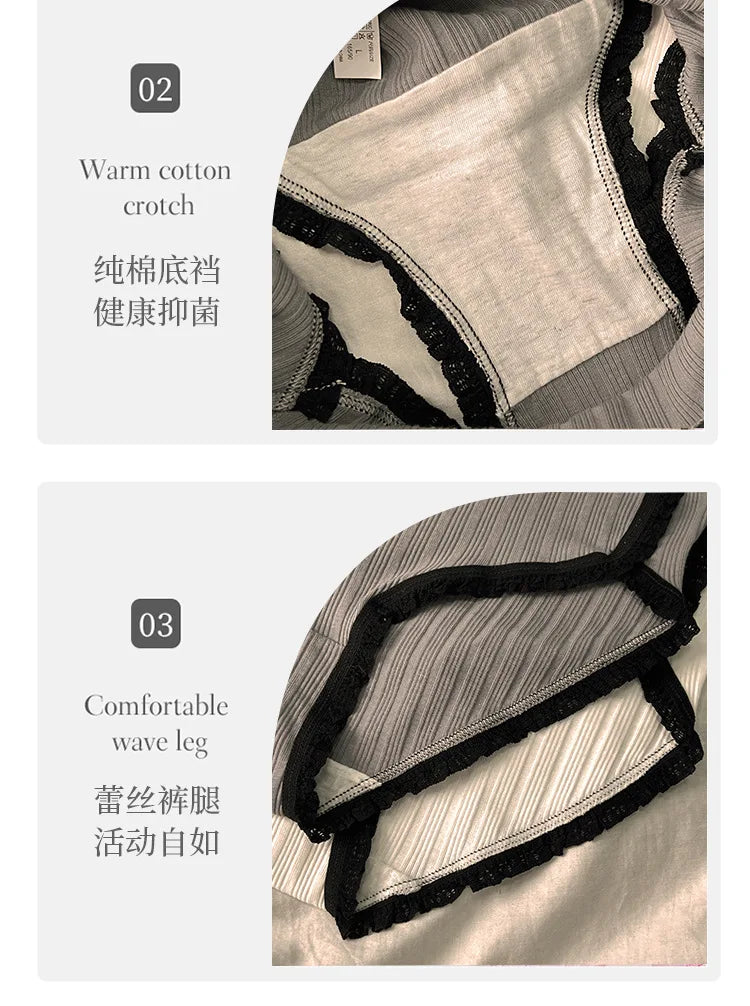 3-Piece Women’s Cotton Panties Set – Mid-Waist, Breathable Underwear, Solid Color Briefs, Sexy Lingerie for Girls
