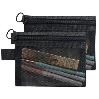 1/3pcs Mesh Clear Cosmetic Bags — Small & Large Black Makeup Travel Organizer Pouches for Toiletries & Lipstick Storage