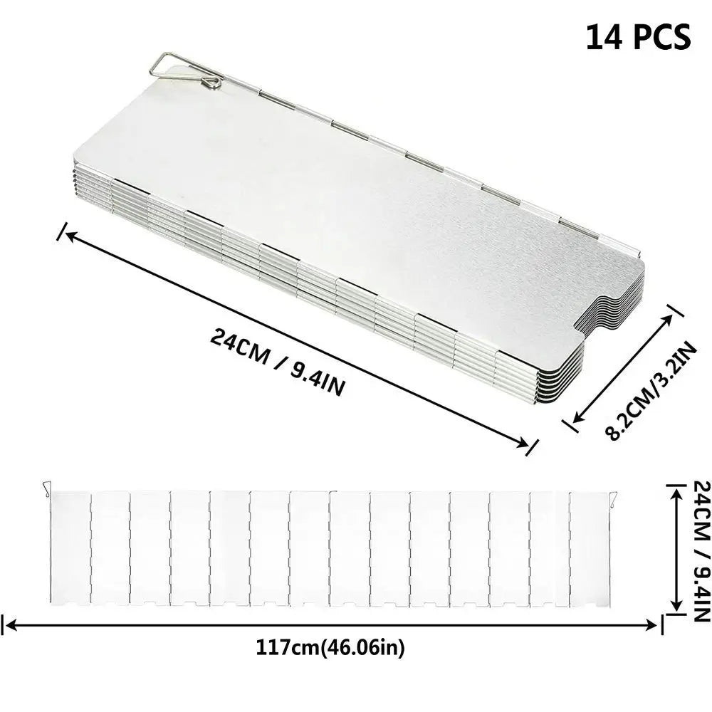 Aluminum Alloy Gas Stove Wind Shield – Windproof Screen for Outdoor Camping & Picnic (8-16 Plates)