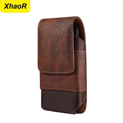Universal Leather Waist Bag – Mobile Phone Belt Clip Case for iPhone 15, 14, 13, 12 Pro Max, Samsung Galaxy S22, S23, Xiaomi, Huawei