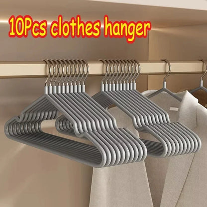 10PCS Metal Non-Slip Clothes Hangers – Durable Space-Saving Wardrobe Organizer for Bedroom & Home