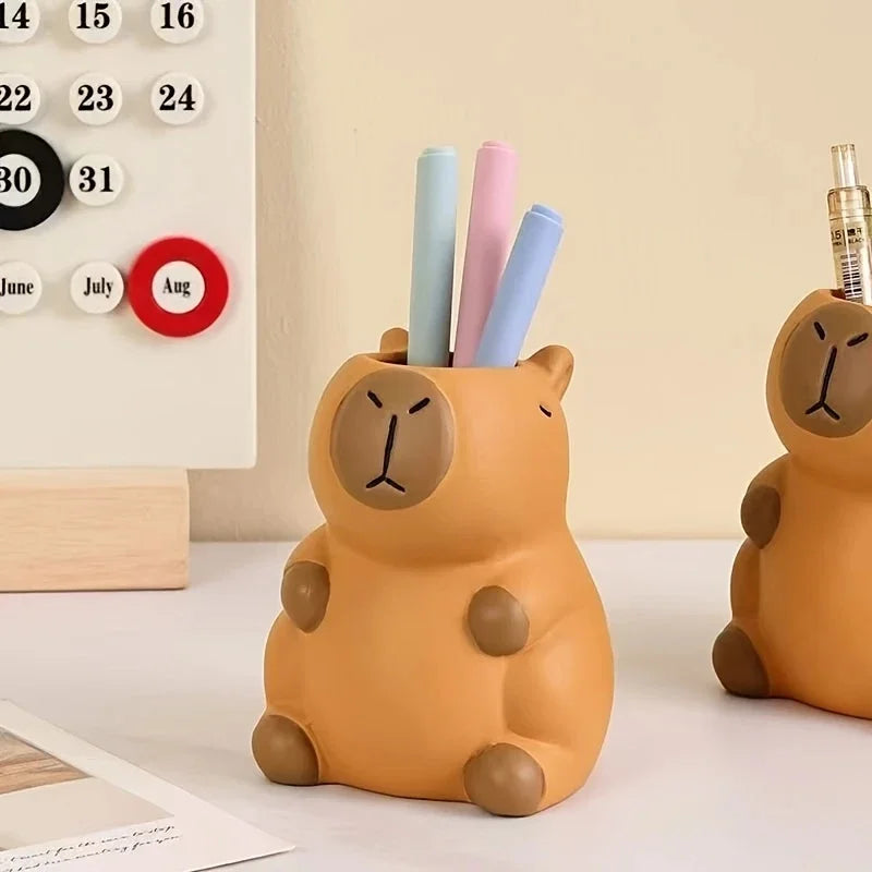 Cute Capybara Pen Holder — Makeup Brush Organizer and Desk Decor, Creative Storage for Office and Home