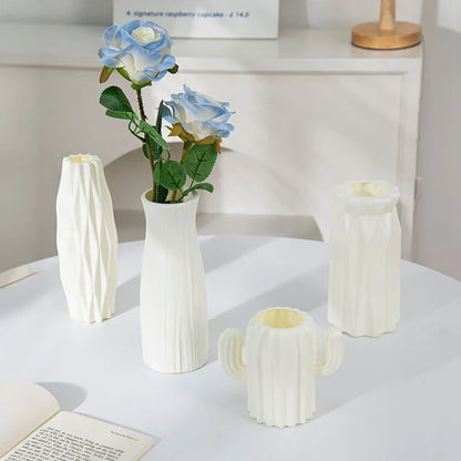 Nordic-Style Plastic Flower Vase - Decorative Hydroponic Pot for Home and Office Desk, Elegant Floral Arrangement Container for Modern Decor