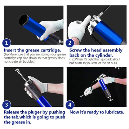 Manual Grip Grease Gun – 400CC Aluminum Alloy Mini Grease Injector, 6000-7000PSI with Flexible Hose