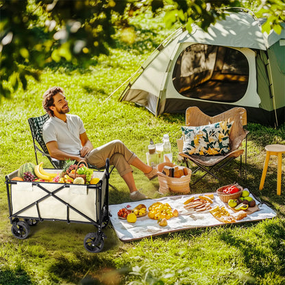 Wisfor Heavy Duty Foldable Wagon Cart — 440 Lbs Capacity, Adjustable Handle for Camping, Shopping & Beach