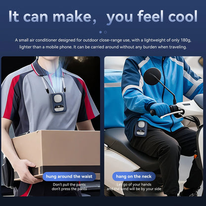 Portable 3CM Clip-On Waist & Neck Fan – 6000mAh Rechargeable Personal Fan with LED Display, 5 Speeds, 12H Battery Life, 40000RPM Strong Airflow & Lanyard