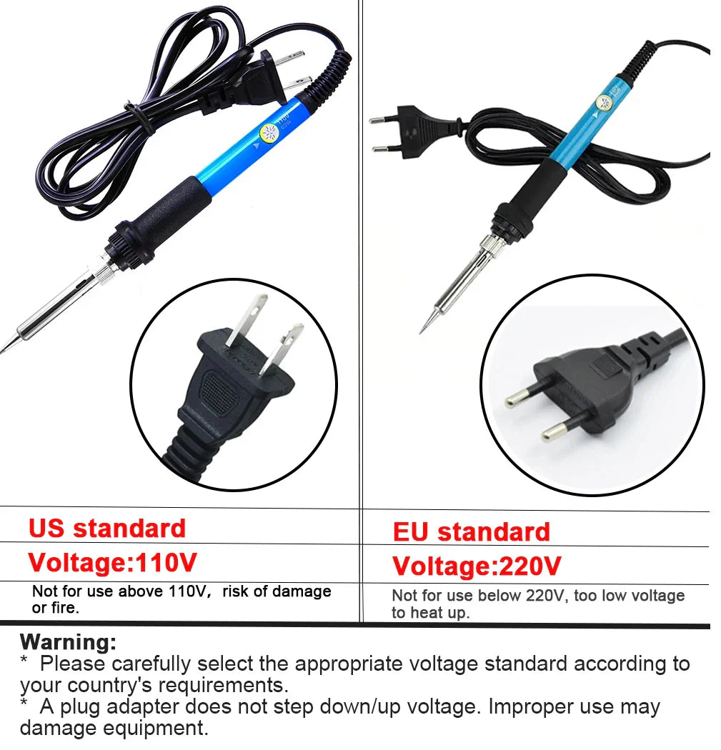 60W Adjustable Temperature Electric Soldering Iron – Precision Welding & Repair Tool (Check Local Voltage)