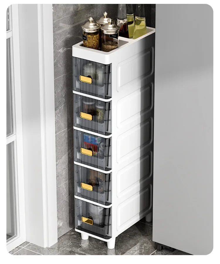 Transparent Bathroom Storage Cabinet – Luxury Visible Light Floor-Mounted Dustproof Narrow Organizer