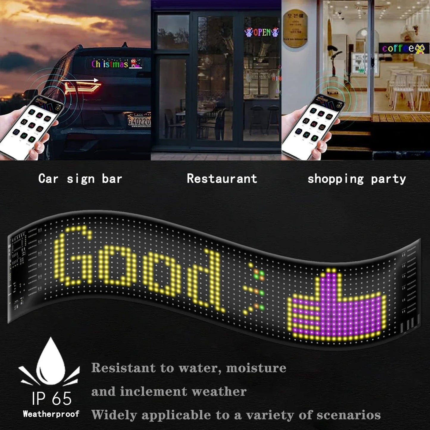 Demon Eyes Car LED Logo — APP-Controlled Pixel Matrix Night Light, Programmable Flexible LED Display for Cars & Trucks