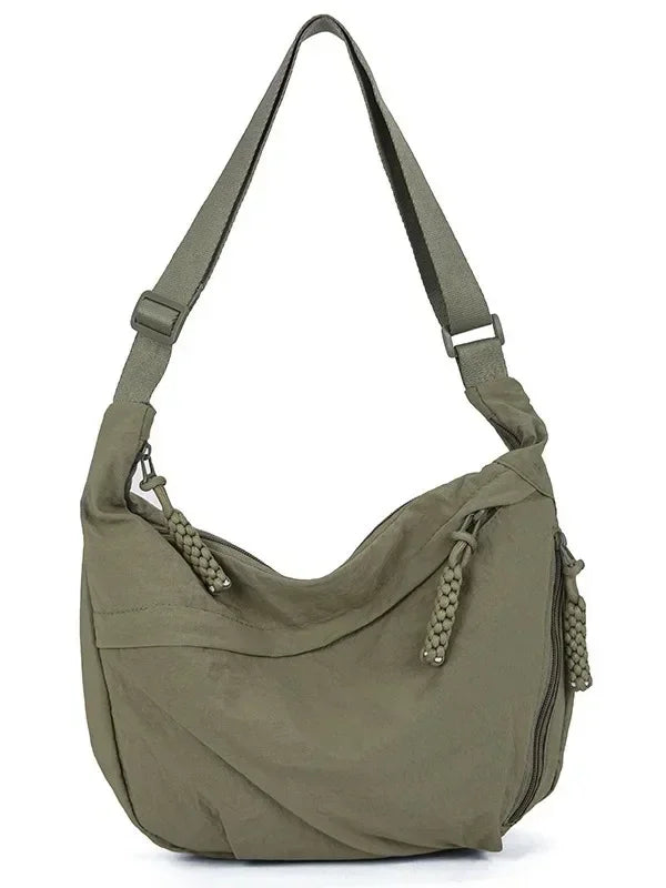 Trendy Women’s Soft Cloth Shoulder Bag | Solid Color Casual Crossbody & Hobo Bag for Students
