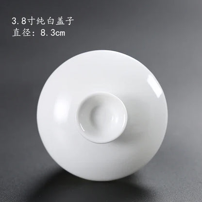 Ceramic Sancai Tea Bowl with Lid – Blue & White Porcelain Cover for Kungfu Tea Set Household Accessories