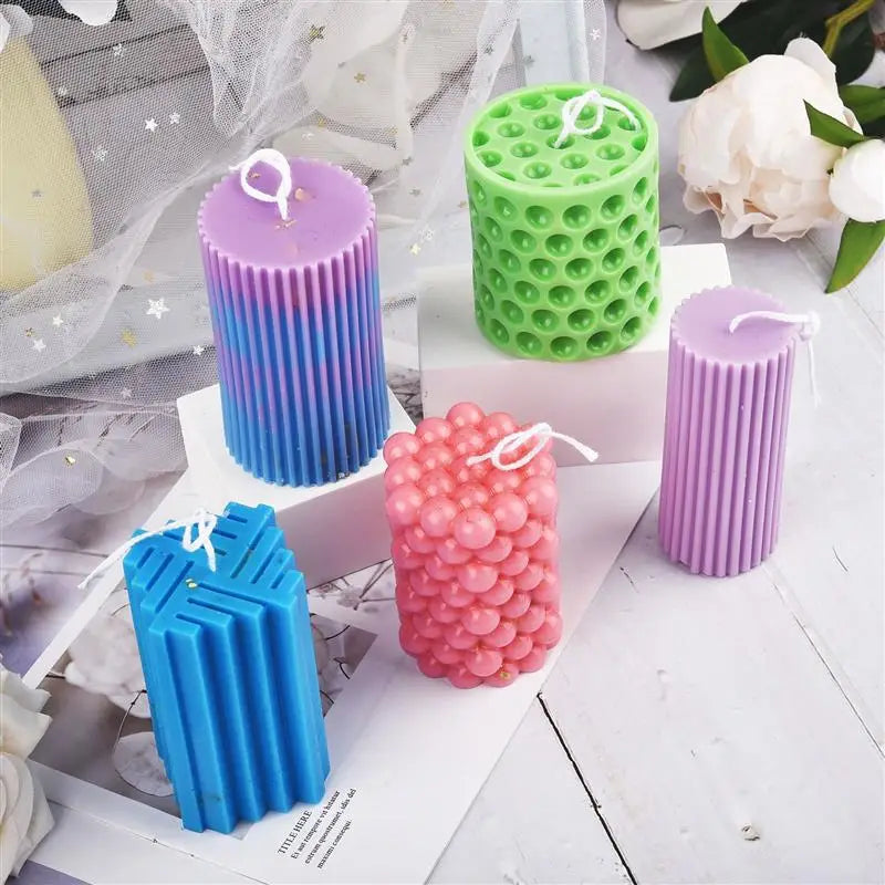 Classical Striped Roman Cylindrical Silicone Candle Mold | DIY Candle Making Holder | Handmade Design Shape