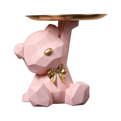Geometric Bear Key Holder – Resin Figurine for Desk & Entrance Decoration