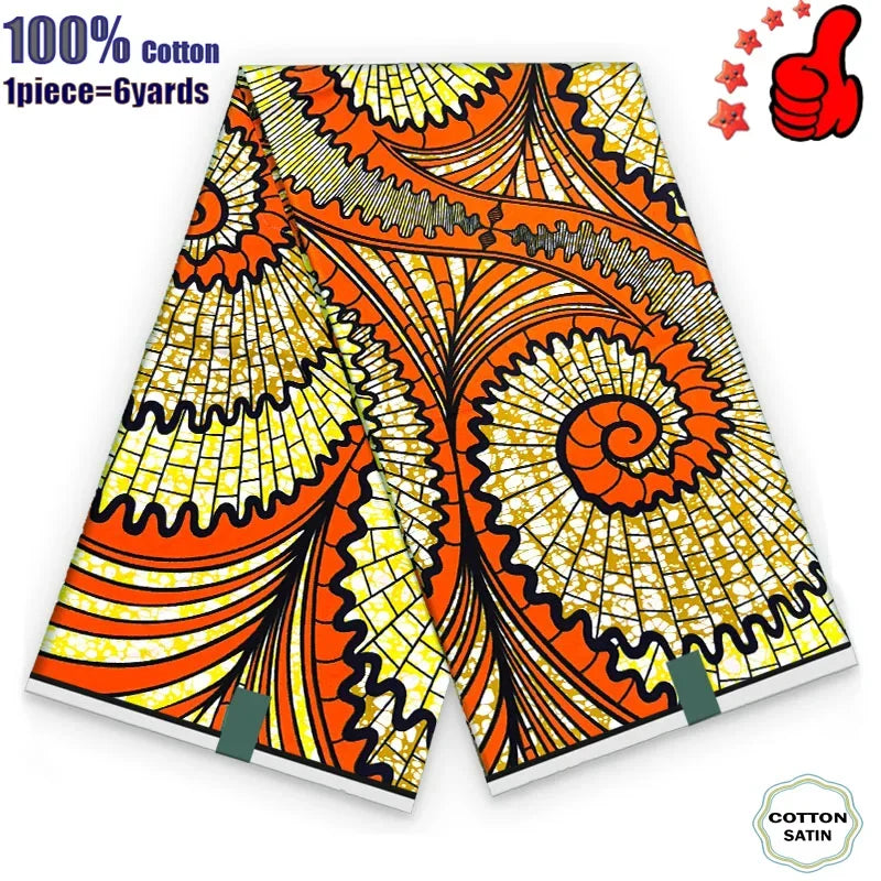 African Real Wax Print Fabric - 100% Cotton Ghana Nigeria Style Ankara Batik Sewing Material