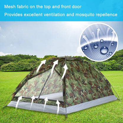 Waterproof Camping Tent: Windproof UV Sunshade Canopy for 1/2 Person - Single Layer Outdoor Portable Camouflage Tent Equipment