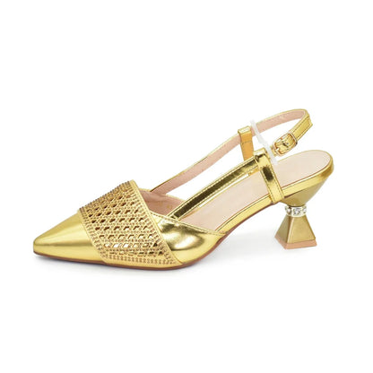 Women's Rhinestone Heeled Shoe & Bag Set - Elegant Nigerian Italian Party Pumps with Matching Bags