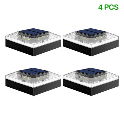 1/4PCS Solar Post Cap Lights - IP65 Waterproof Fence Topper LED Lights with 3 Color Modes for 4x4 Vinyl & Wood Posts