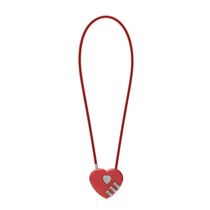 Love-Shaped Heart Code Padlock – Wedding Gift with Password Lock, Long Wire Rope for Trolley Case & Security